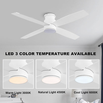 Ventilateur de plafond encastré WINGBO 44/52 pouces avec éclairage et télécommande, 4 pales réversibles