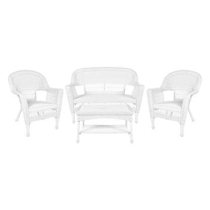 Ensemble de conversation 4 pièces pour patio en osier