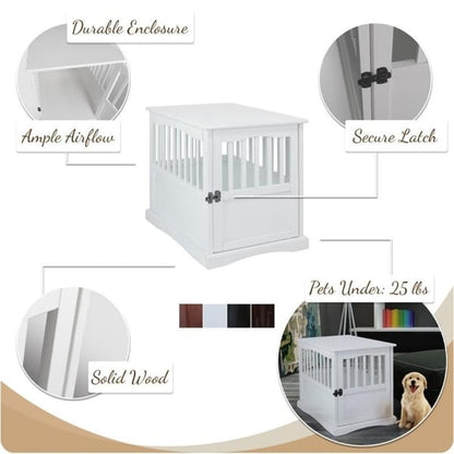 Table d'appoint en bois pour cage pour animaux de compagnie avec porte verrouillable