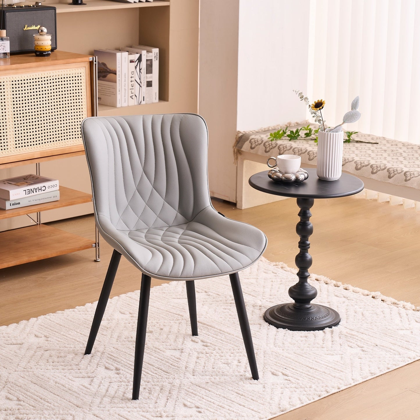 Lot de 2 chaises de salle à manger modernes en cuir rembourré sans accoudoirs