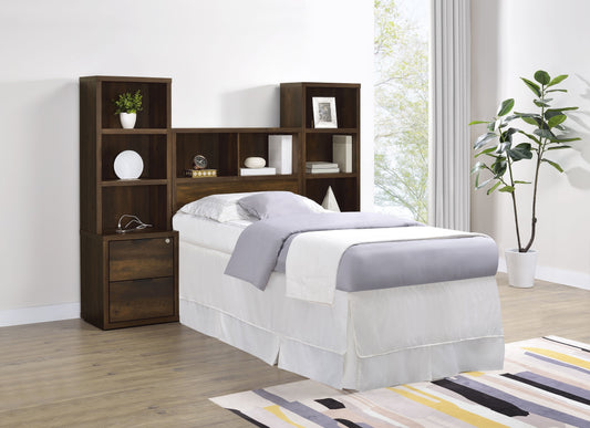 Ensemble de chambre à coucher double 3 pièces Westpark avec bibliothèque et tête de lit en pin