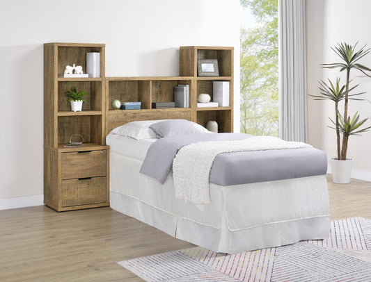 Ensemble de chambre à coucher double 3 pièces Westpark avec bibliothèque et tête de lit en manguier
