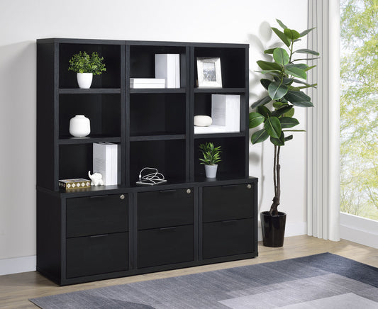 Ensemble bibliothèque murale 3 pièces Westpark avec port USB, noir