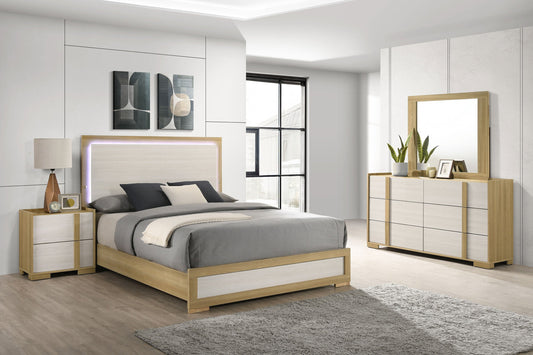 Ensemble de chambre à coucher Queen 4 pièces Hyland Naturel