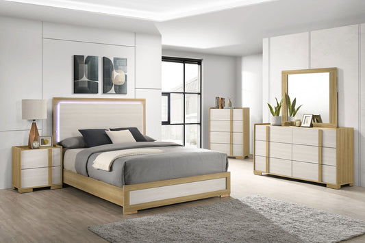 Ensemble de chambre à coucher Queen 5 pièces Hyland Naturel