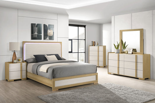 Ensemble de chambre à coucher Hyland 5 pièces avec lit king size oriental, naturel