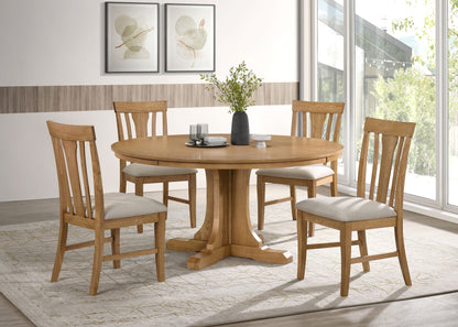 Ensemble de table à manger ronde Hartville 5 pièces, brun clair naturel