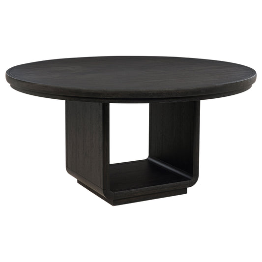Table à manger ronde Leandro 60 pouces, finition noir bruni