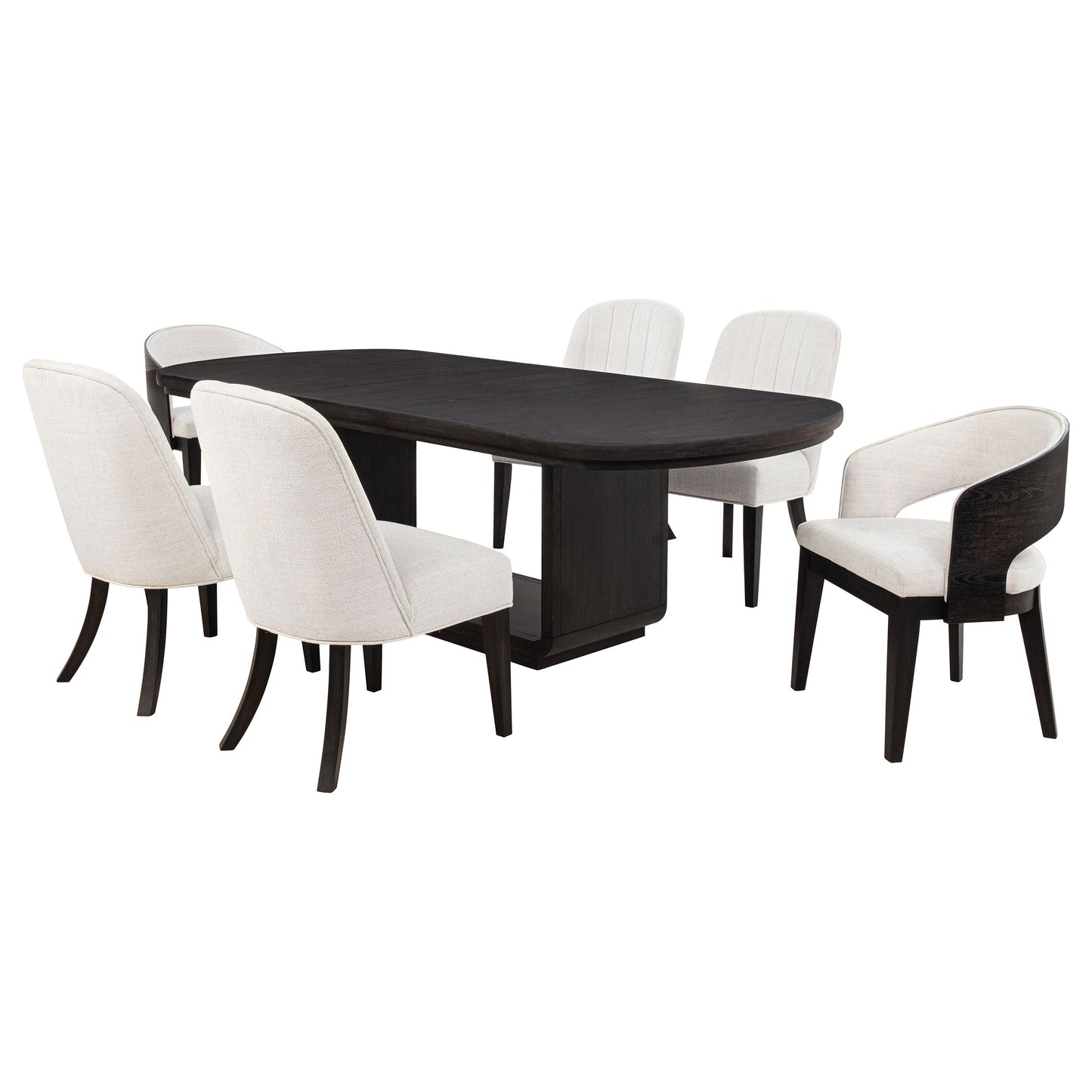 Ensemble de table à manger rectangulaire 5 pièces Leandro, finition noir bruni