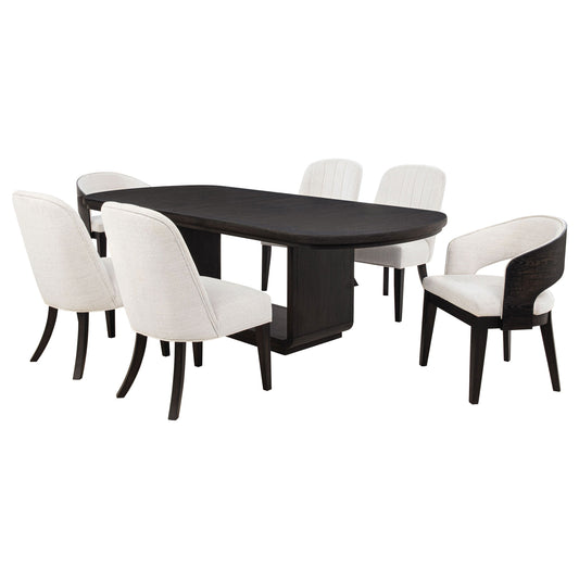 Ensemble de table à manger rectangulaire 5 pièces Leandro, finition noir bruni