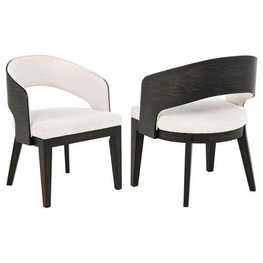 Chaise de salle à manger rembourrée Leandro crème (lot de 2)