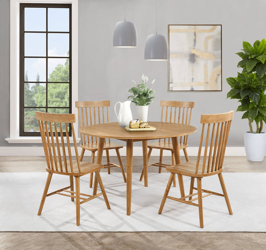 Ensemble de table de salle à manger ronde en bois Andrews 5 pièces, frêne clair