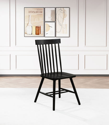 Chaise de salle à manger Andrews Windsor à dossier fuseau, noire