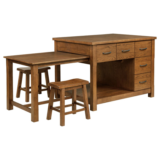 Îlot de cuisine 3 pièces Mayfair avec table extensible en chêne foncé