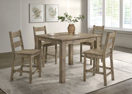 Ensemble de table à manger 5 pièces Cardova, hauteur comptoir, chêne vigne