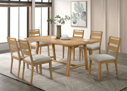 Ensemble de table à manger rectangulaire Duncan 7 pièces en bois de chêne lavé