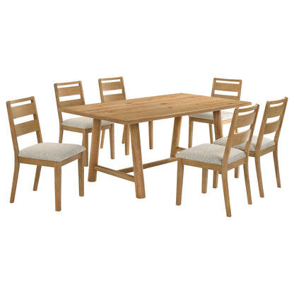Ensemble de table à manger rectangulaire Duncan 7 pièces en bois de chêne lavé