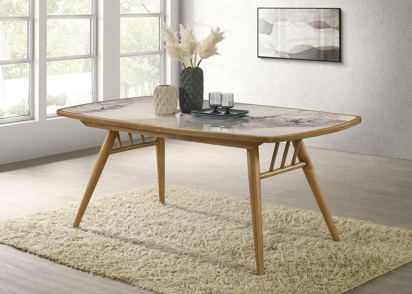 Table à manger rectangulaire Croyden 73 pouces, finition naturelle patinée