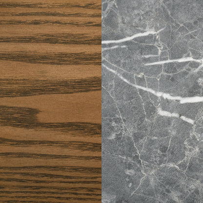 Table à manger ronde Franklin de 59 pouces, gris et chêne foncé