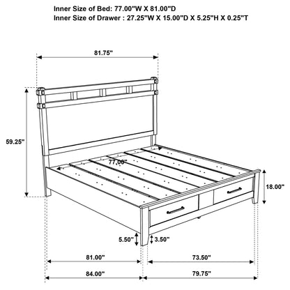 Ensemble de chambre à coucher Hazlewood 4 pièces avec lit king size oriental en chêne de vigne