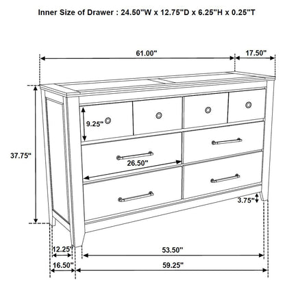 Ensemble de chambre à coucher Hazlewood 4 pièces avec lit Queen Size, chêne de vignoble