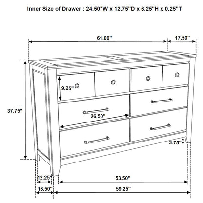 Ensemble de chambre à coucher Hazlewood 4 pièces avec lit Queen Size, chêne de vignoble