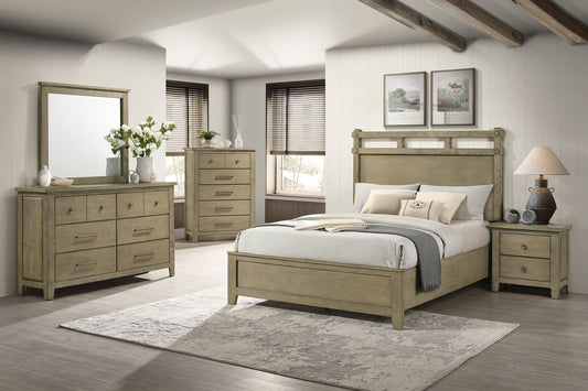 Ensemble de chambre à coucher 5 pièces Hazlewood avec lit Queen Size, chêne de vignoble