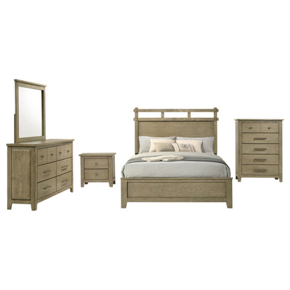 Ensemble de chambre à coucher 5 pièces Hazlewood avec lit Queen Size, chêne de vignoble