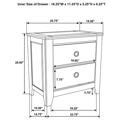 Table de chevet à 2 tiroirs Hazlewood en chêne de vigne