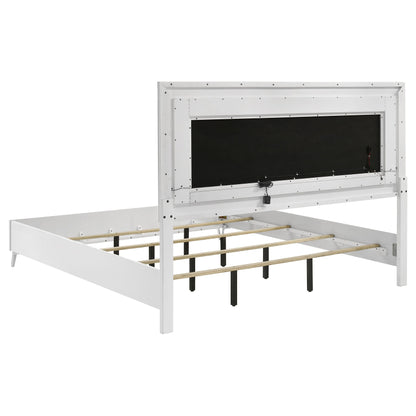Ensemble de chambre à coucher Cassia 5 pièces avec lit king size à LED, blanc brillant