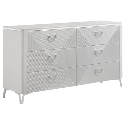Ensemble de chambre à coucher Cassia 5 pièces avec lit Queen Size à LED, blanc brillant