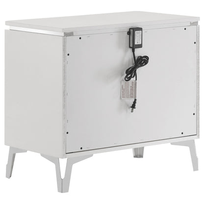 Table de chevet Cassia à 2 tiroirs, blanc brillant