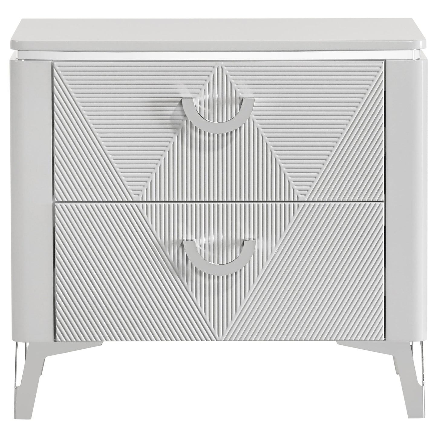 Table de chevet Cassia à 2 tiroirs, blanc brillant