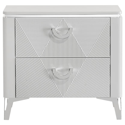 Table de chevet Cassia à 2 tiroirs, blanc brillant