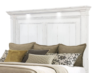 Lit à panneau lumineux LED McKinney Eastern King, blanc vintage