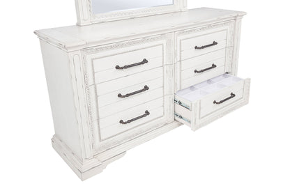 Ensemble de chambre à coucher McKinney 4 pièces California King blanc vintage