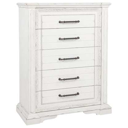 Ensemble de chambre à coucher McKinney 5 pièces California King blanc vintage
