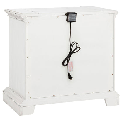 Table de chevet McKinney à 2 tiroirs avec double port USB, blanc vintage