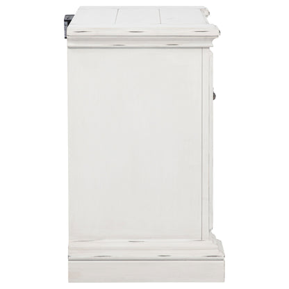 Table de chevet McKinney à 2 tiroirs avec double port USB, blanc vintage