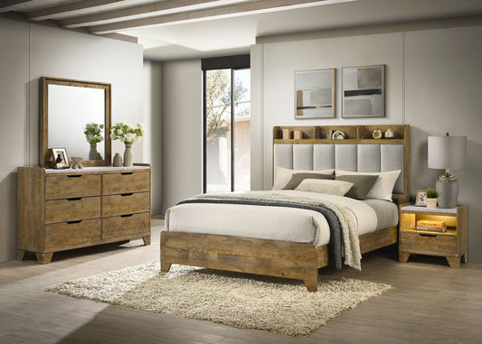 Ensemble de chambre à coucher Henderson 4 pièces avec lit king-size oriental en chêne moyen