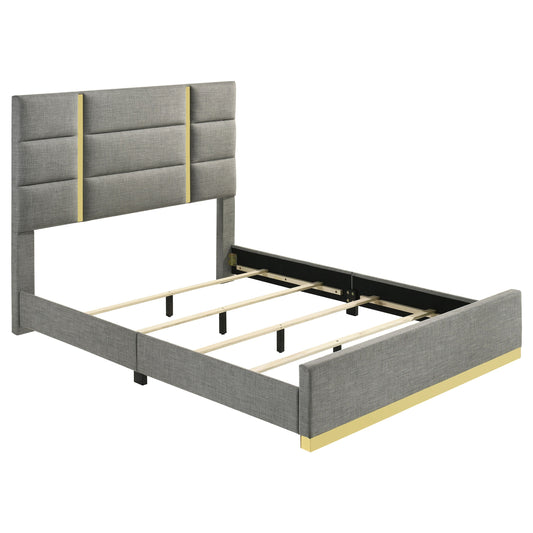 Lit king size Ines de 52 pouces, rembourré en tissu gris