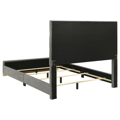 Lit queen-size rembourré en tissu Ines de 52 pouces, gris
