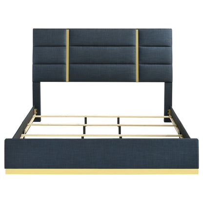 Lit Queen Ines 52 pouces en tissu bleu marine