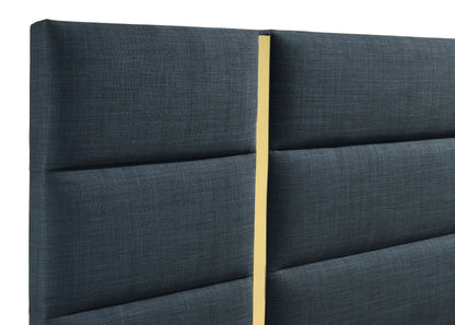 Lit Queen Ines 52 pouces en tissu bleu marine