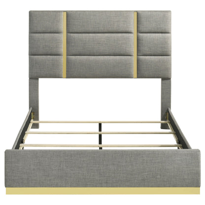 Lit king size Ines de 52 pouces, rembourré en tissu gris