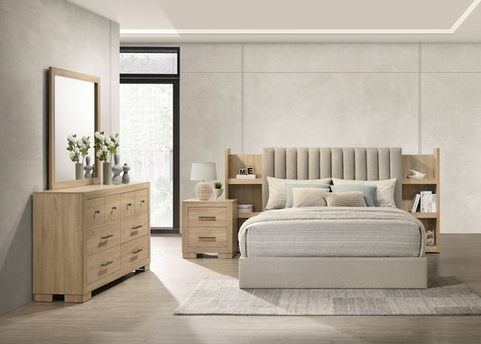Ensemble de chambre à coucher Arielle 4 pièces avec lit king size oriental en chêne clair