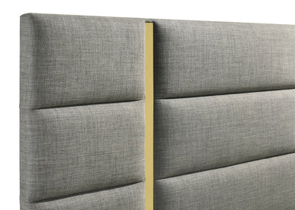 Lit king size Ines de 52 pouces, rembourré en tissu gris