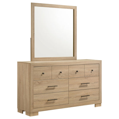 Commode de chambre Arielle à 6 tiroirs avec miroir en chêne clair
