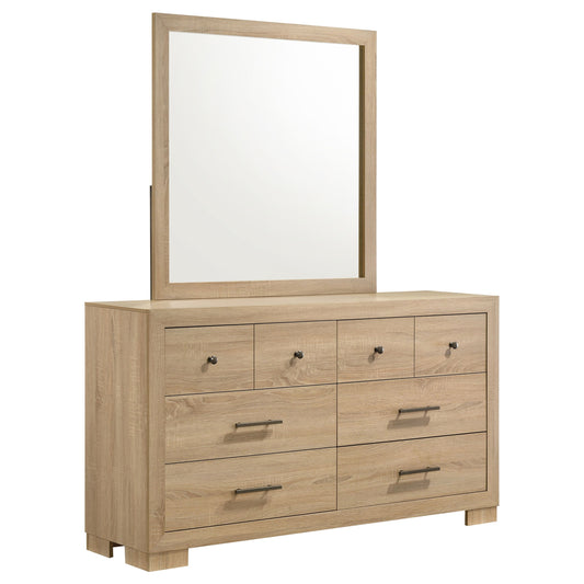 Commode de chambre Arielle à 6 tiroirs avec miroir en chêne clair