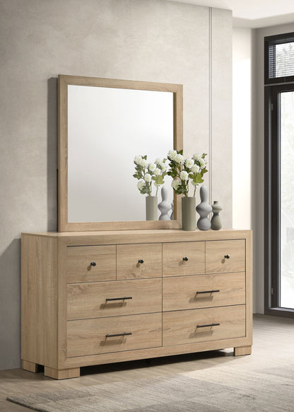 Commode de chambre Arielle à 6 tiroirs avec miroir en chêne clair
